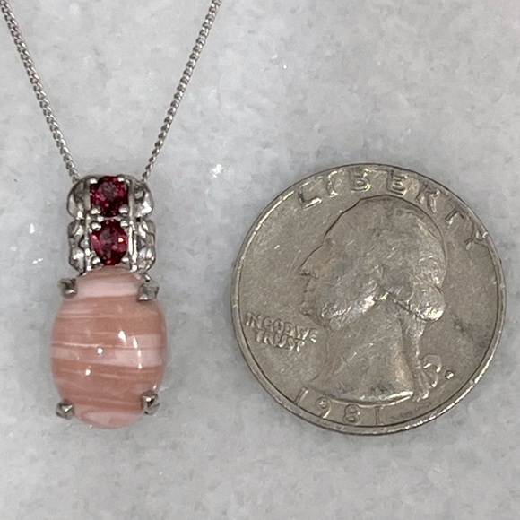 Australian Pink Opal Orissa Rhodolite Garnet Sterling Silver Pendant Nec… - Picture 11 of 11